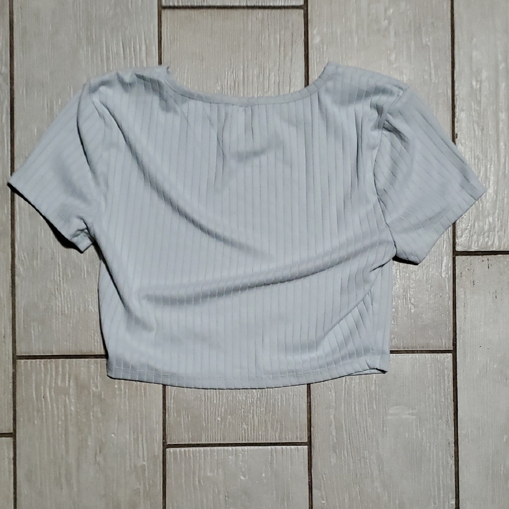 No Boundaries Ribbed White Crop Top - Women's Small - Picture 3 of 3